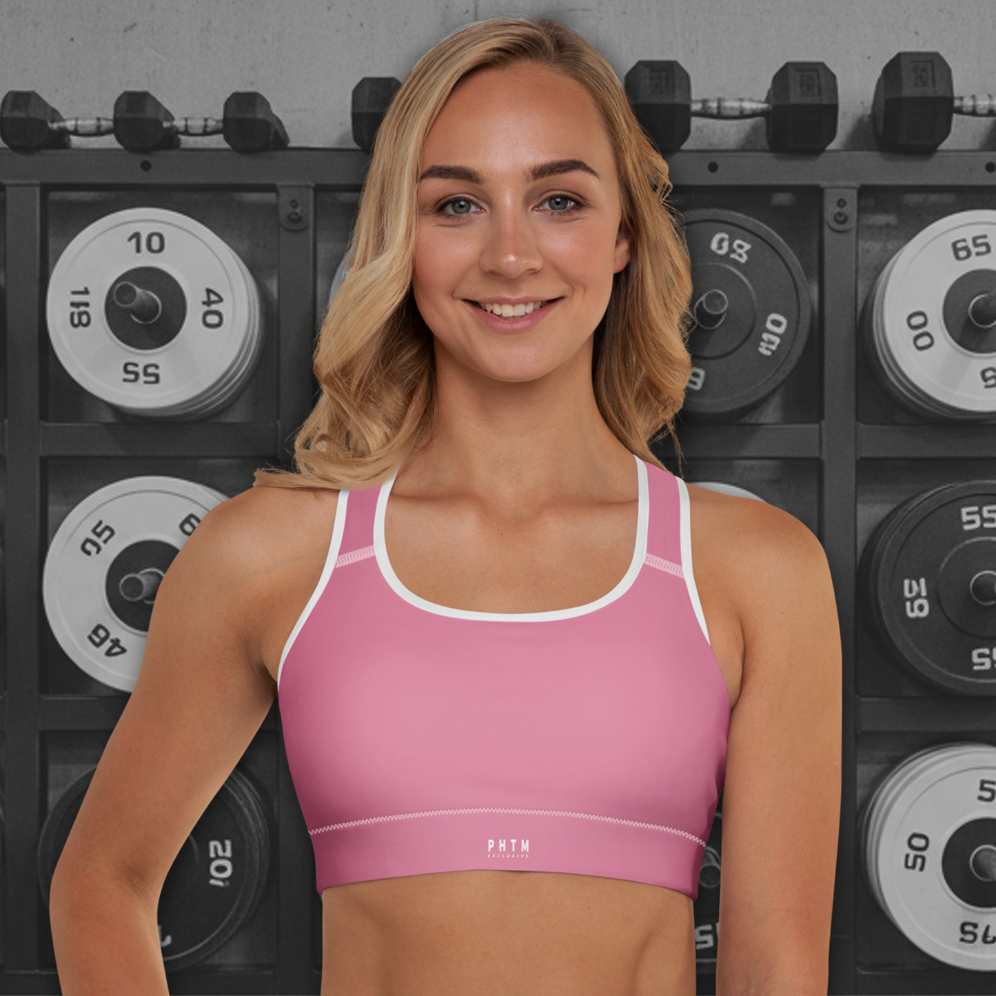 Premium Padded Sports Bra - Bright Pink