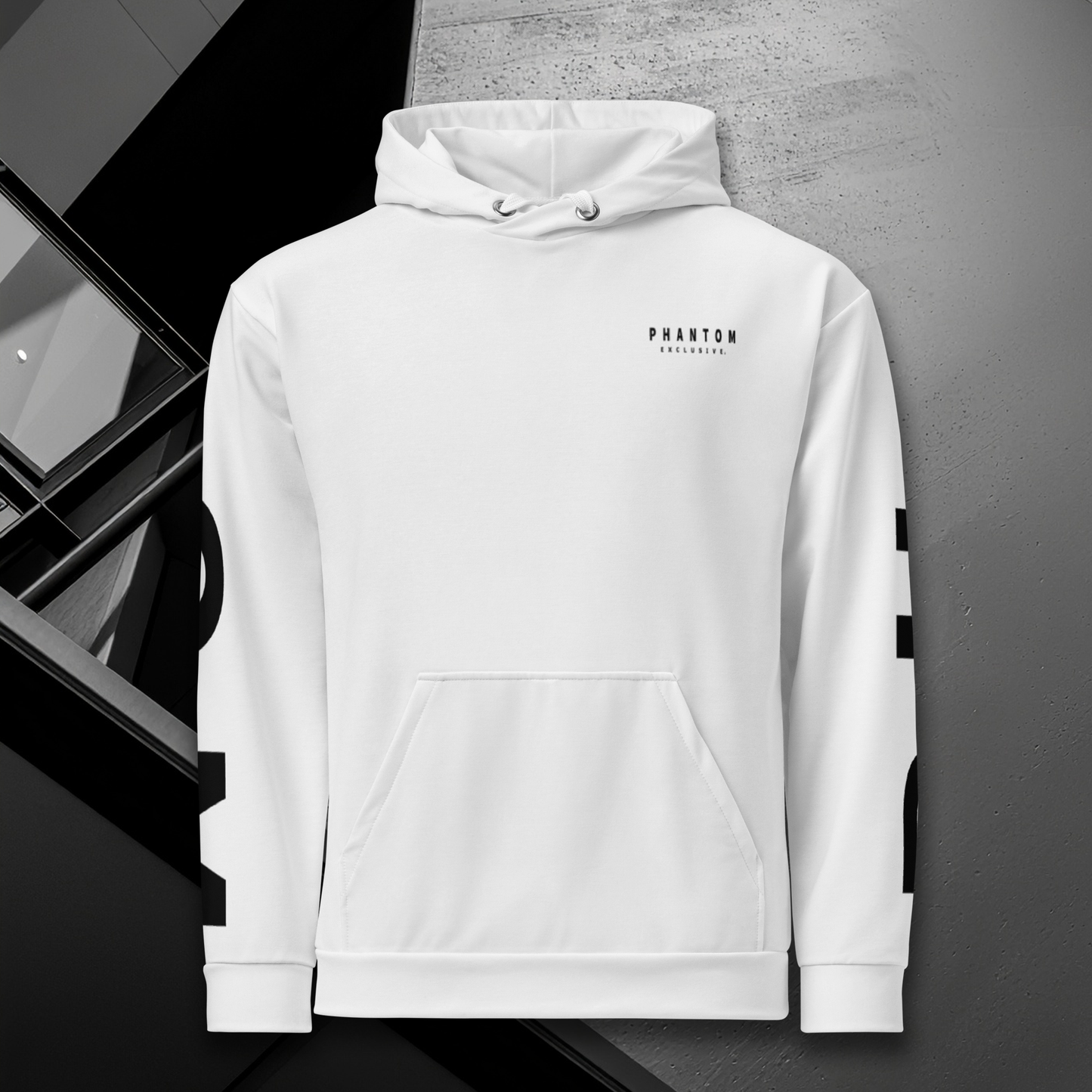 Premium Cotton Large Text Hoodie - White & Black