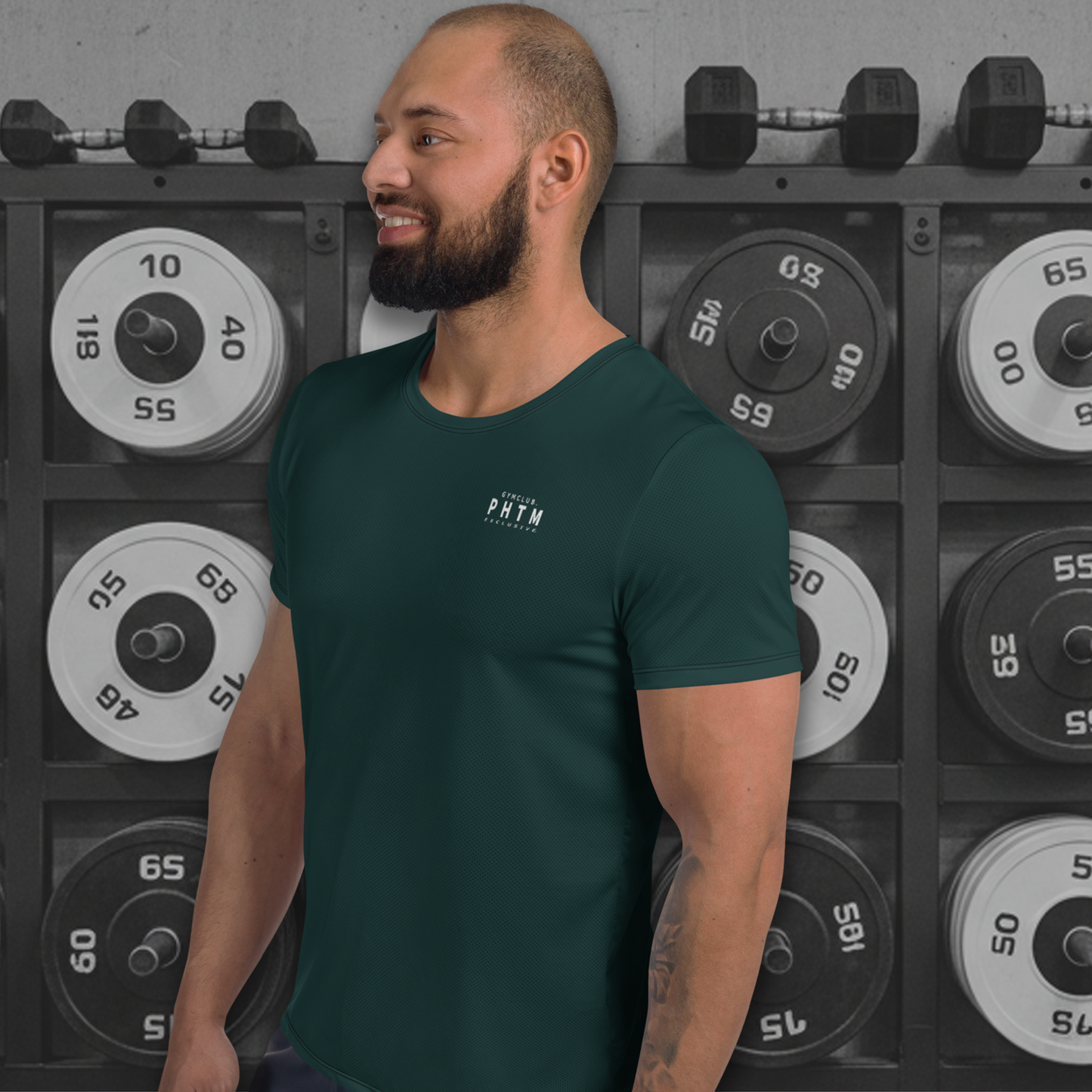 Muscle Fit Breathable T Shirt - Gym Club - Pine Green