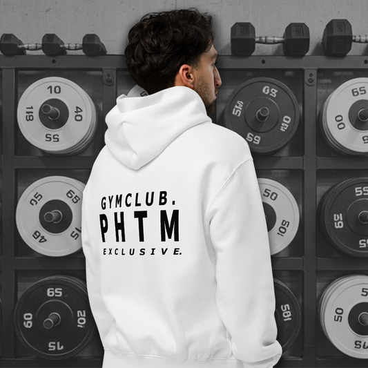 Premium Oversized Gym Club Hoodie - White & Black