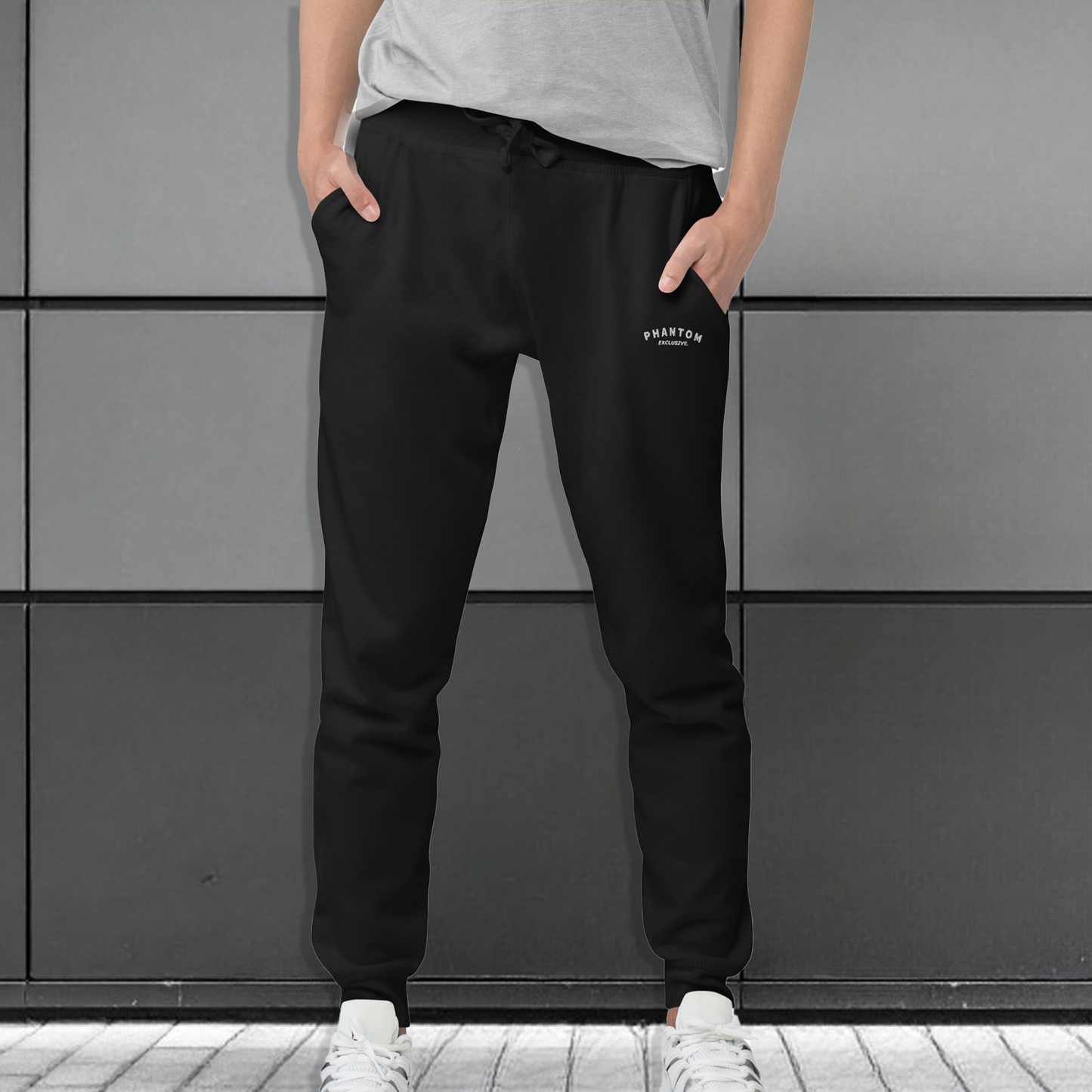 Mens Premium Cotton Joggers - Black - White Text