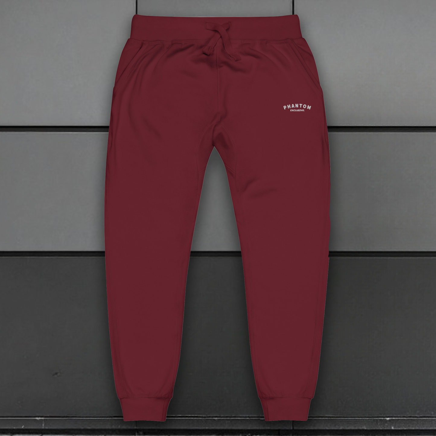 Phantom Exclusive - Mens Premium Cotton Joggers - Autumn Red - White Text