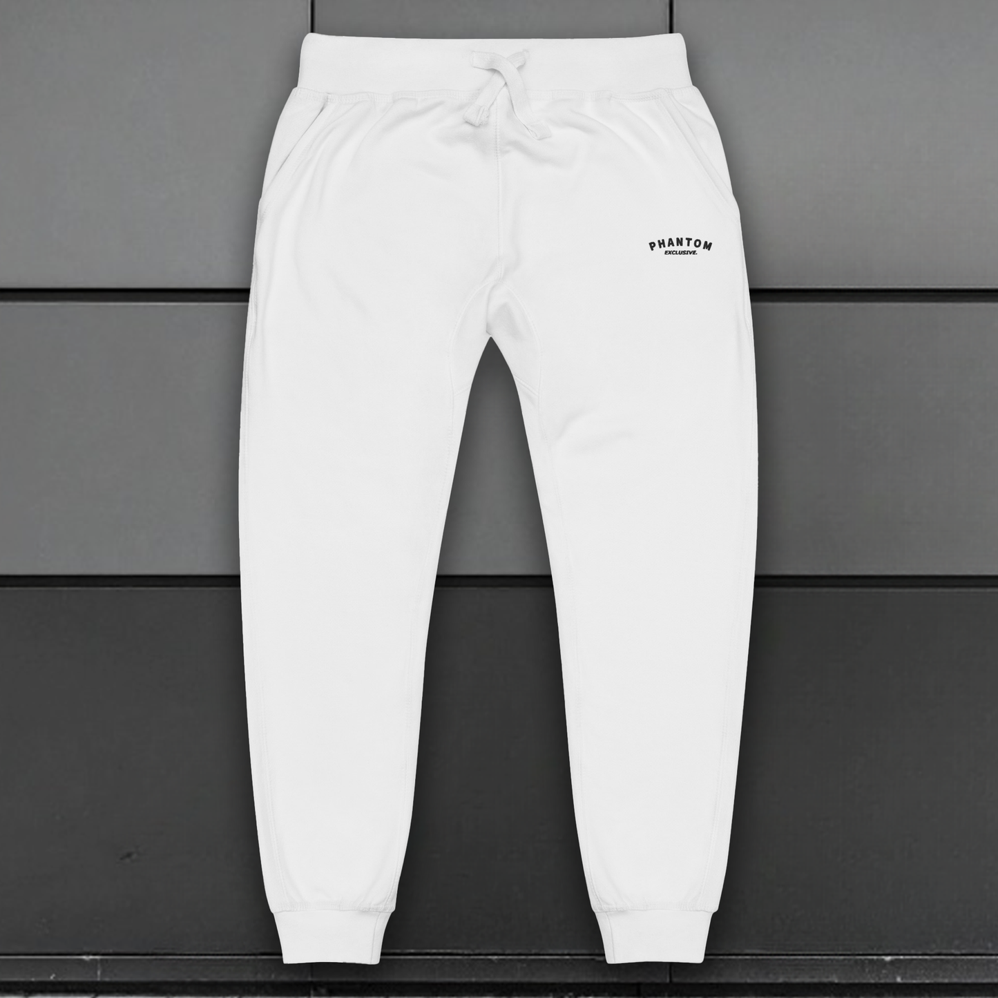 Phantom Exclusive - Mens Premium Cotton Joggers - White -  Black Text