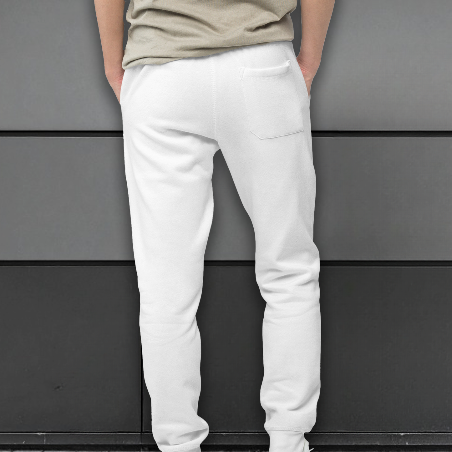Phantom Exclusive - Mens Premium Cotton Joggers - White -  Black Text