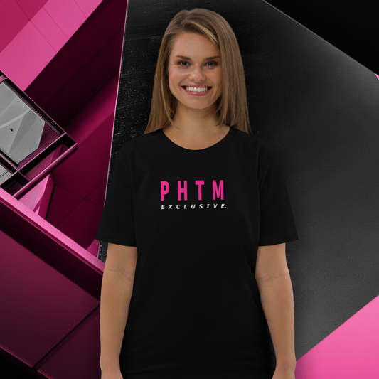 Women's - Premium Cotton T Shirt - Slim Text Design - Black & Pink