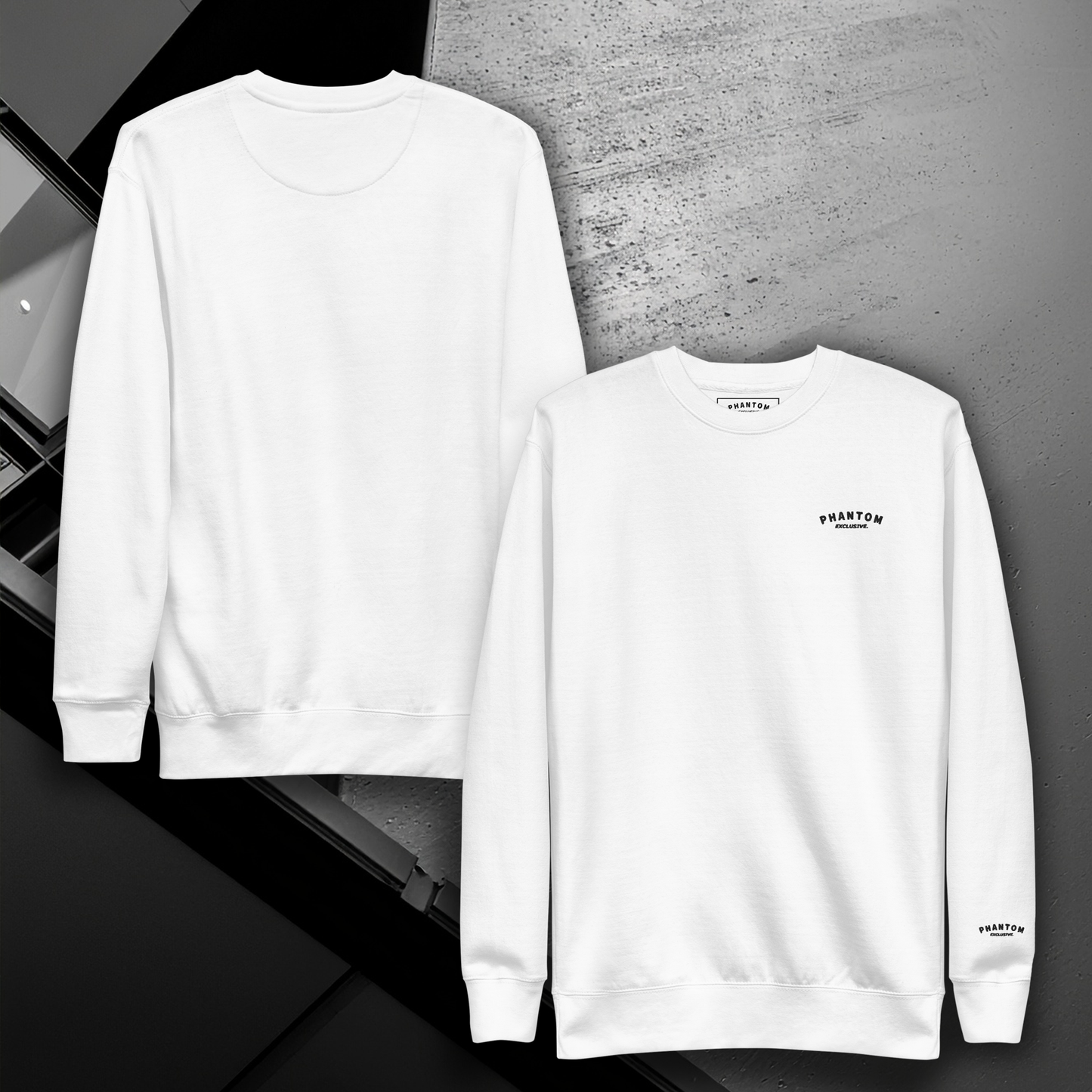 Mens - Embroided Cotton Jumper -White & Black