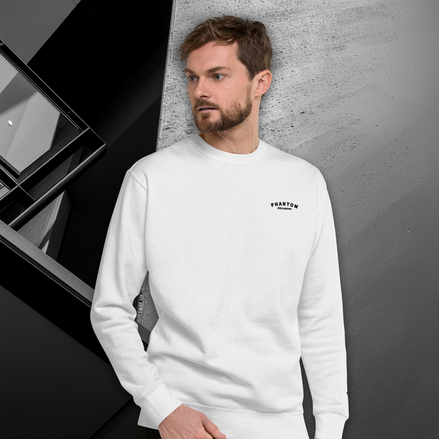 Mens - Embroided Cotton Jumper -White & Black