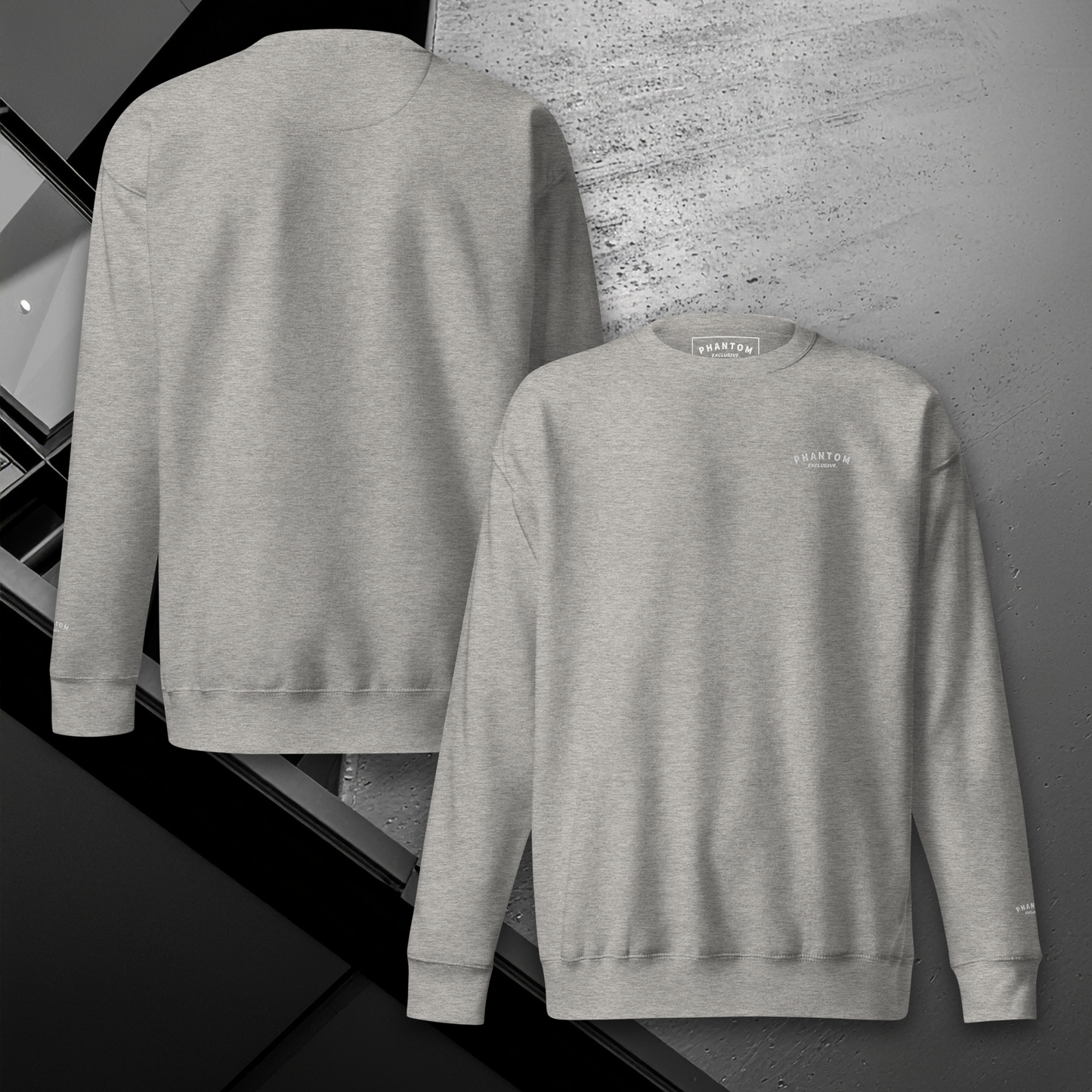Mens Embroided Cotton Jumper - Grey