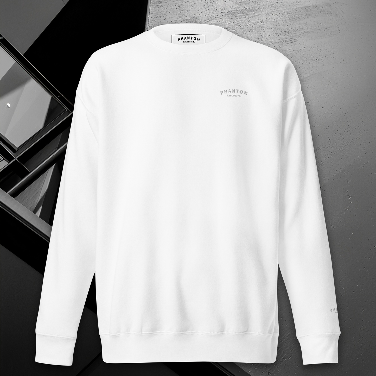 Mens Embroided Cotton Jumper - White & Silver