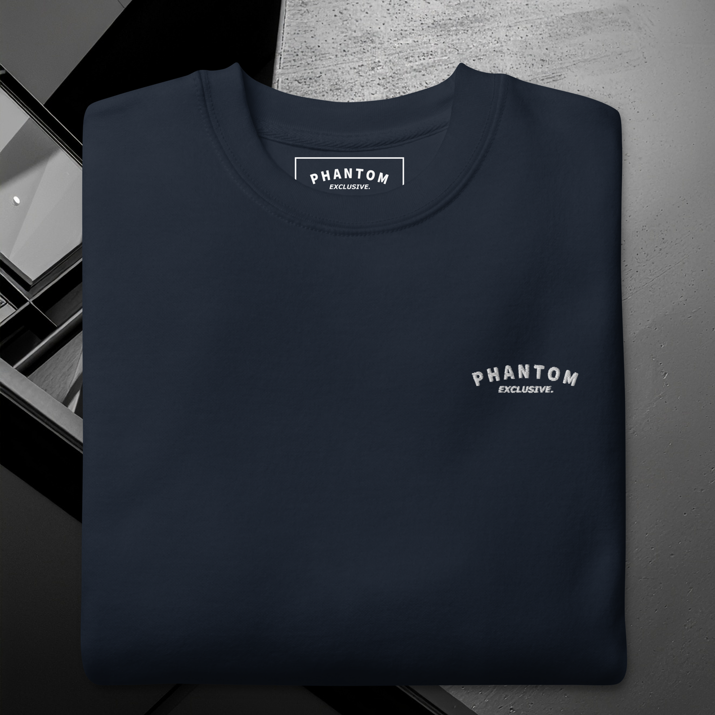 Mens Embroided Cotton Jumper - Navy