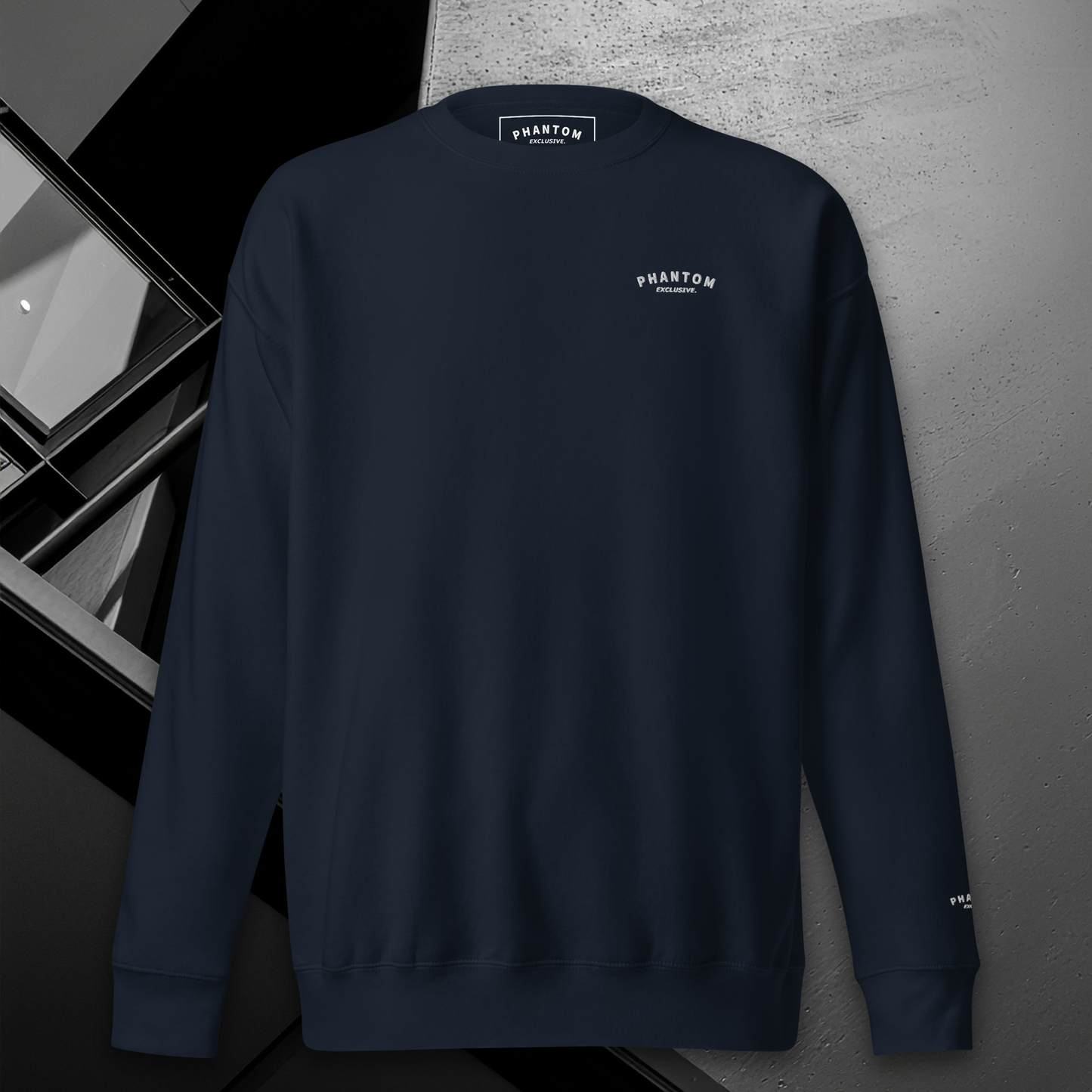 Mens Embroided Cotton Jumper - Navy
