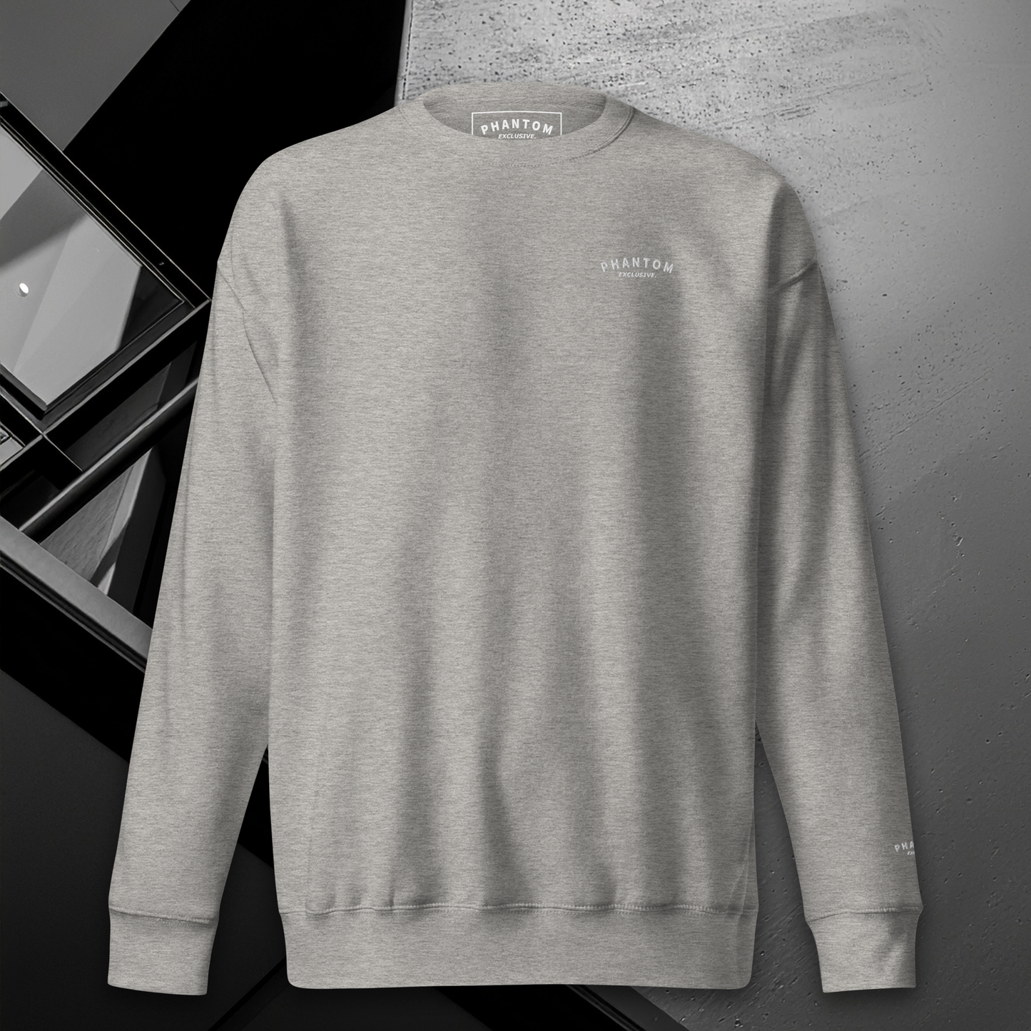 Mens Embroided Cotton Jumper - Grey